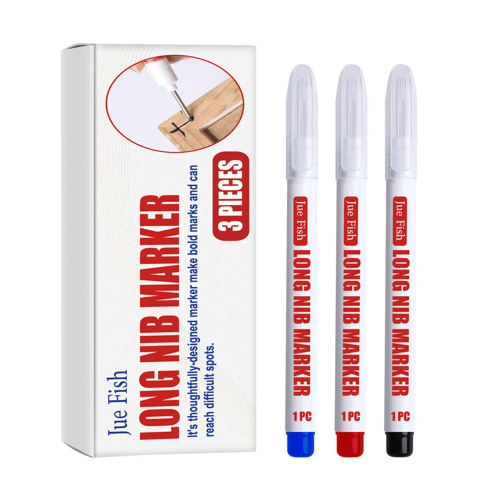 Jue-Fish Long Head Deep Hole Wood Household Oil-Based Waterproof Quick-Drying Multi-Color Marker Pen for Woodworking S260313-image-1097532452