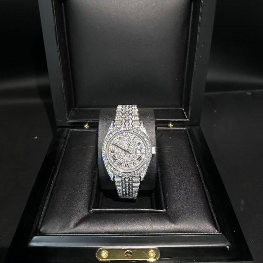 High-quality vvs 1:1 moissanite watch automatic mechanical men's and women's designer moissanite test watch iced out model Moissanite watc