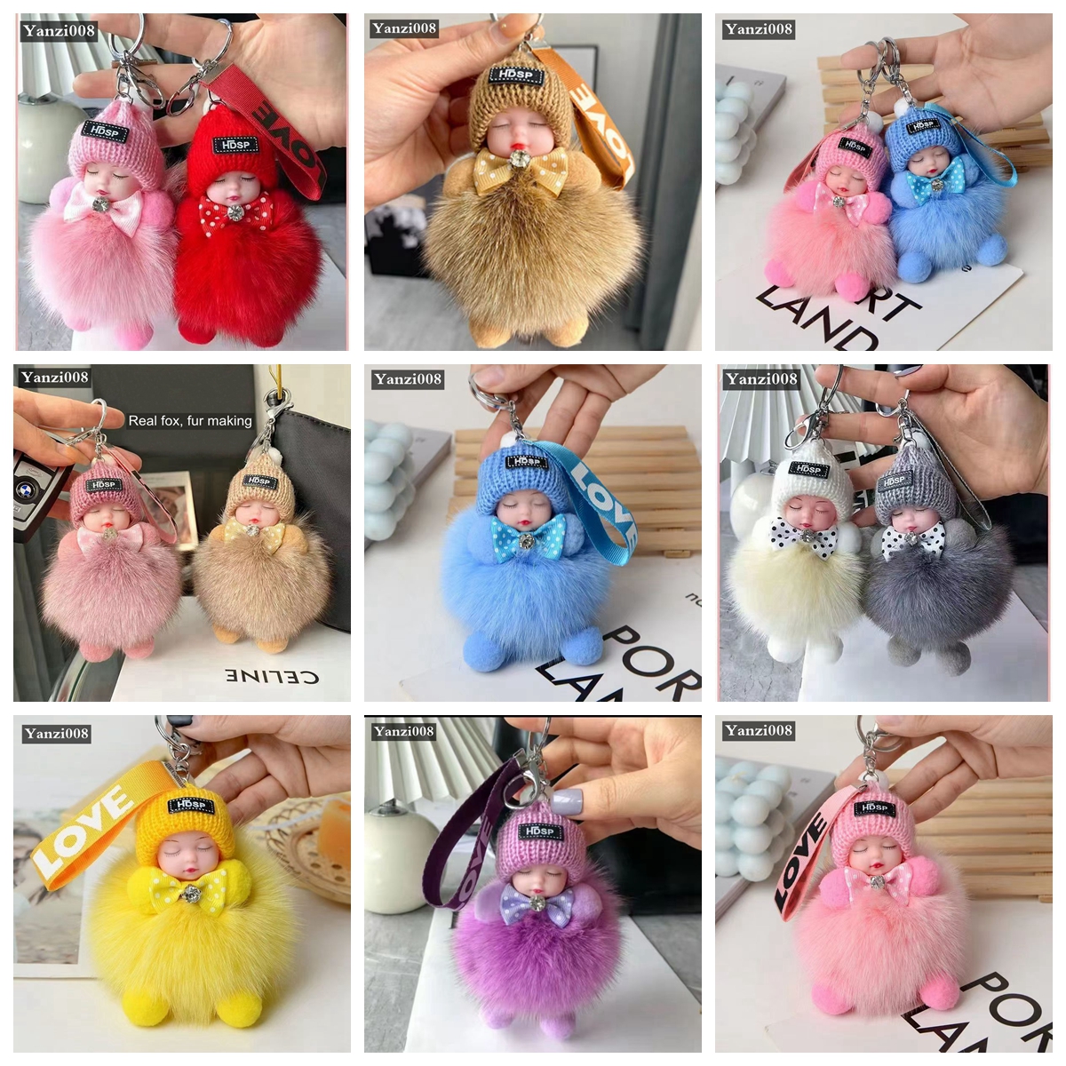 Wholesale High Quality Kids Girls Plush Toy Marshmallow Keychain Cute Plush Toy Cartoon Doll for Children as a Gift. It Can Be Hung on Bags and i-image-1097597924