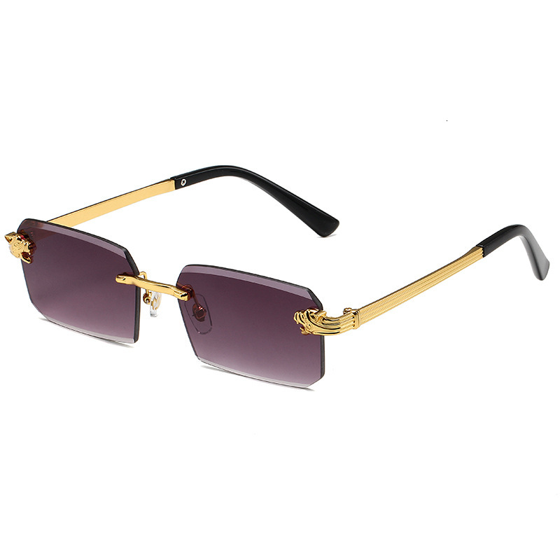 Designer Luxury Brand Sunglasses 2026 European And American Fashion New Frameless Cut-edge Sunglasses With Leopard Temples Trendy Sunglasses For Wom