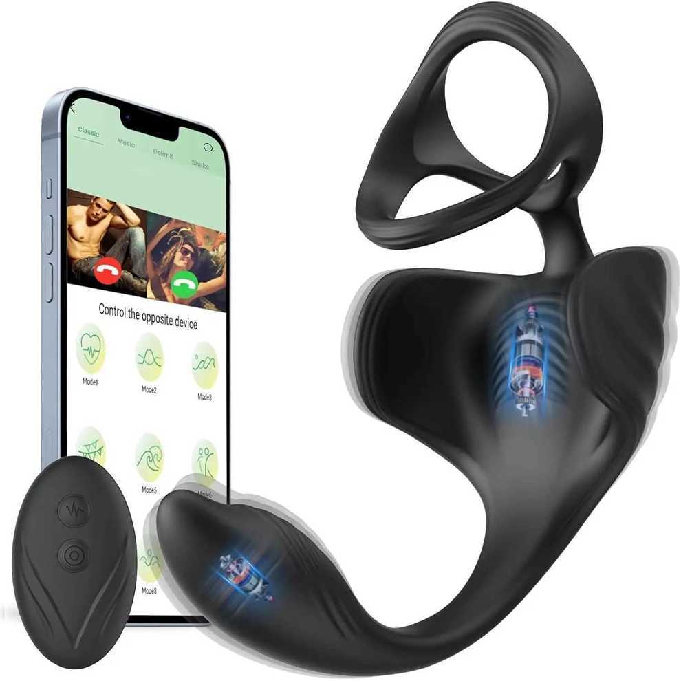 3 in 1 APP Remote Control 9 Mode Penis Ring Vibration Prostate Massager Bullet Anal Vibrators Cock Ring Testicular Vibrator Ha99