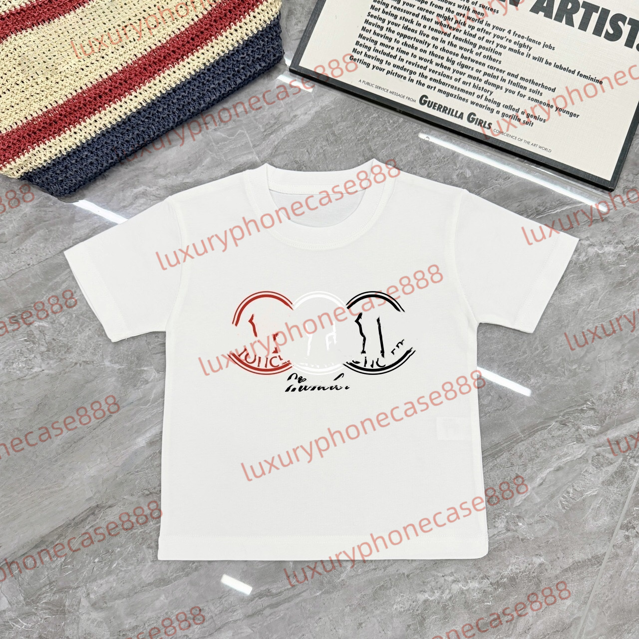 Kid Designer Clothes Luxury Embroidered badge M letter printing Kids T Shirts Summer C/F cartoon printed letters Top Baby Clothing Cotton Child T-image-1097646027