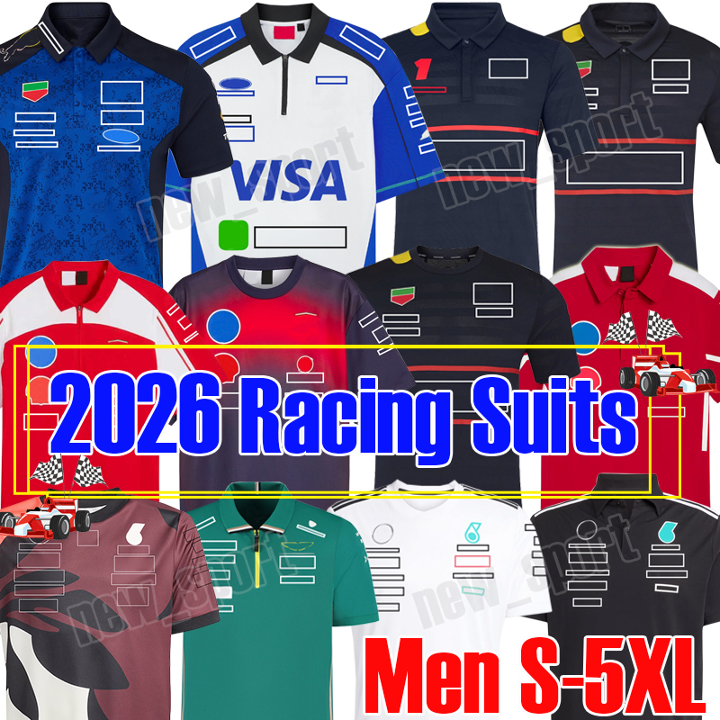 S-5XL 26-27 Formule 1 T-shirt f1 2026 Nouveau costume de course F1 ROUGE Noir T-shirt rouge à manches courtes POLO équipe uniforme revers haut à