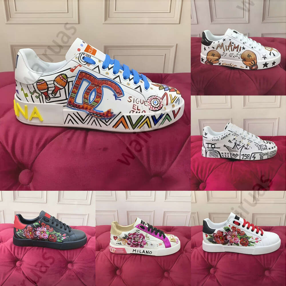 Designer casual shoe graffiti embroidery design, low top thick men's and women's sports training shoes, rubber sole