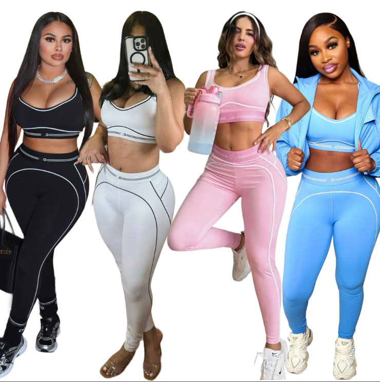 Yoga Suit for Women High-end Sexy Activewear Slimming Hip Lifting Sports Fitness Bras and Leggings Tank Top Breathable Active Set 8 colors