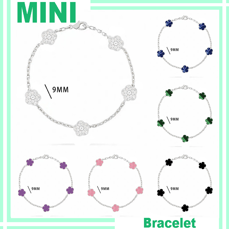 mini clover bracelet designer jewelry silver bracelet women 925 sterling silver 9mm clover charm bracelet bangle lucky gift bracelets designer je-image-1097659861