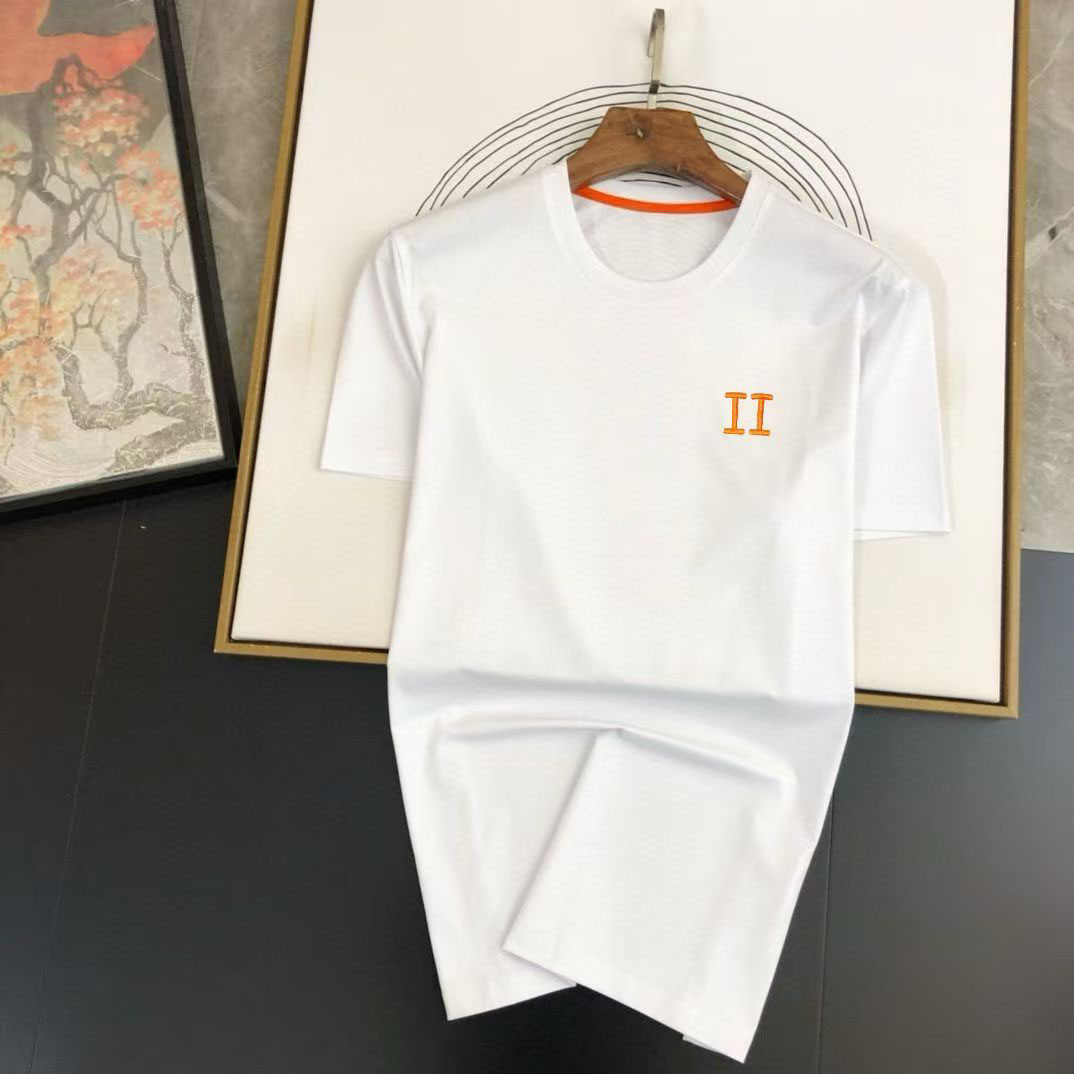 Hermrse Men's T Shirt Tees Polos Designer Shirts Casual MMS Shirts Embroidered With Monogram Hermrse Short Sleeve Top Luxury Womens Hip Hop Clo