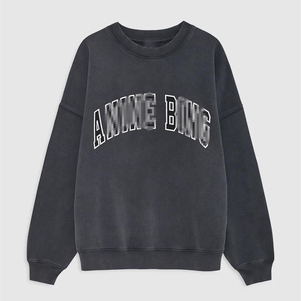Sweatshirt Bings Hip Designer Hop Womens Loose Hoodie Crew Neck Hoodies Vintage Trendy Distress Washed Pullover Cotton Printed Streetwear Anineness