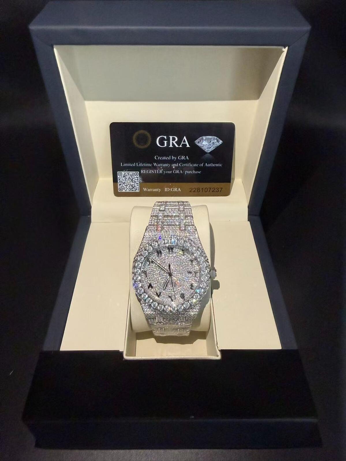 moisanite GRA certificate Pass Dia Tester Mens Square Wrist Iced Out Stainless Steel Buss Down Custom Watch Brand trend vvs moissanite diamond watch