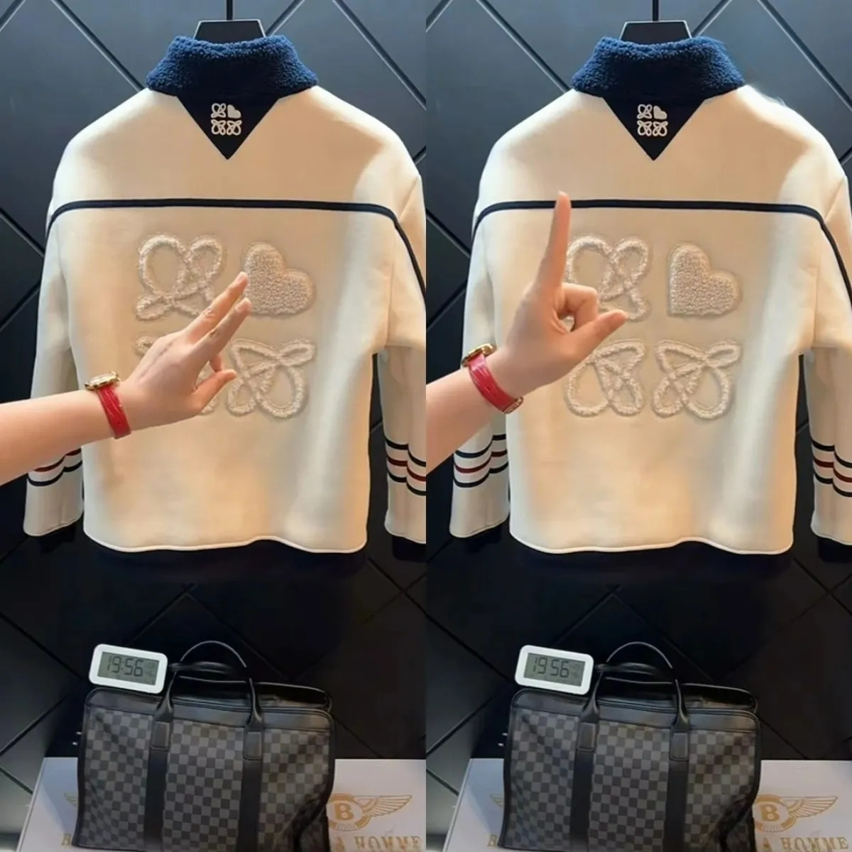 Men's Sweaters Autumn and Winter New Black White Men Stand Collar Jacket Striped Casual Coat Original Clothing Designer Tops Daily Outfit Men&#