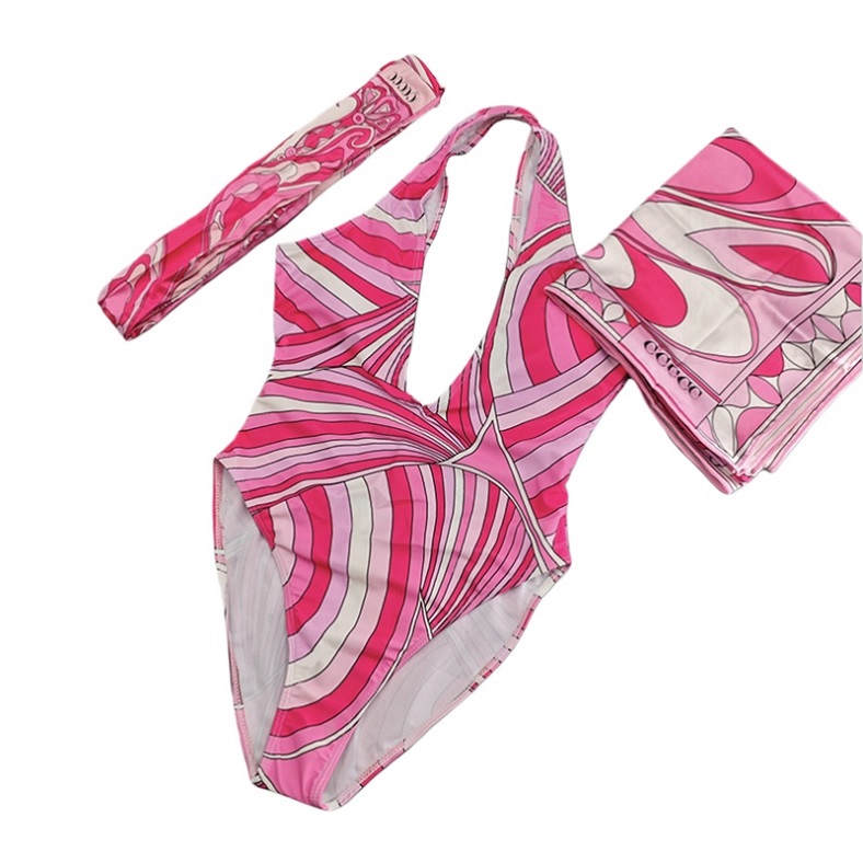 Women Y2K Designer Bikini Set Sexy Deep V Swimsuit With Bandana Vacation Style Yacht Party Bodysuit-image-597809556