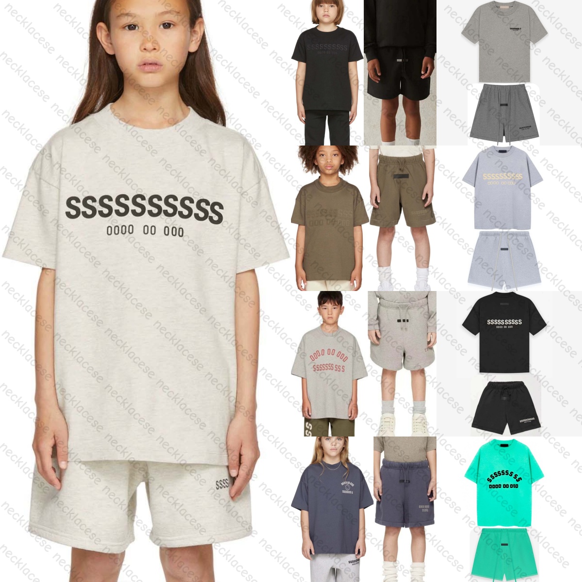 Kids Clothes Sets Short Sleeve Tshirts Shorts Boys Girls ess Baby T-Shirts Pants Children Toddlers Letter Printed Tops Loose Tees Black Grey Pink-image-983554761