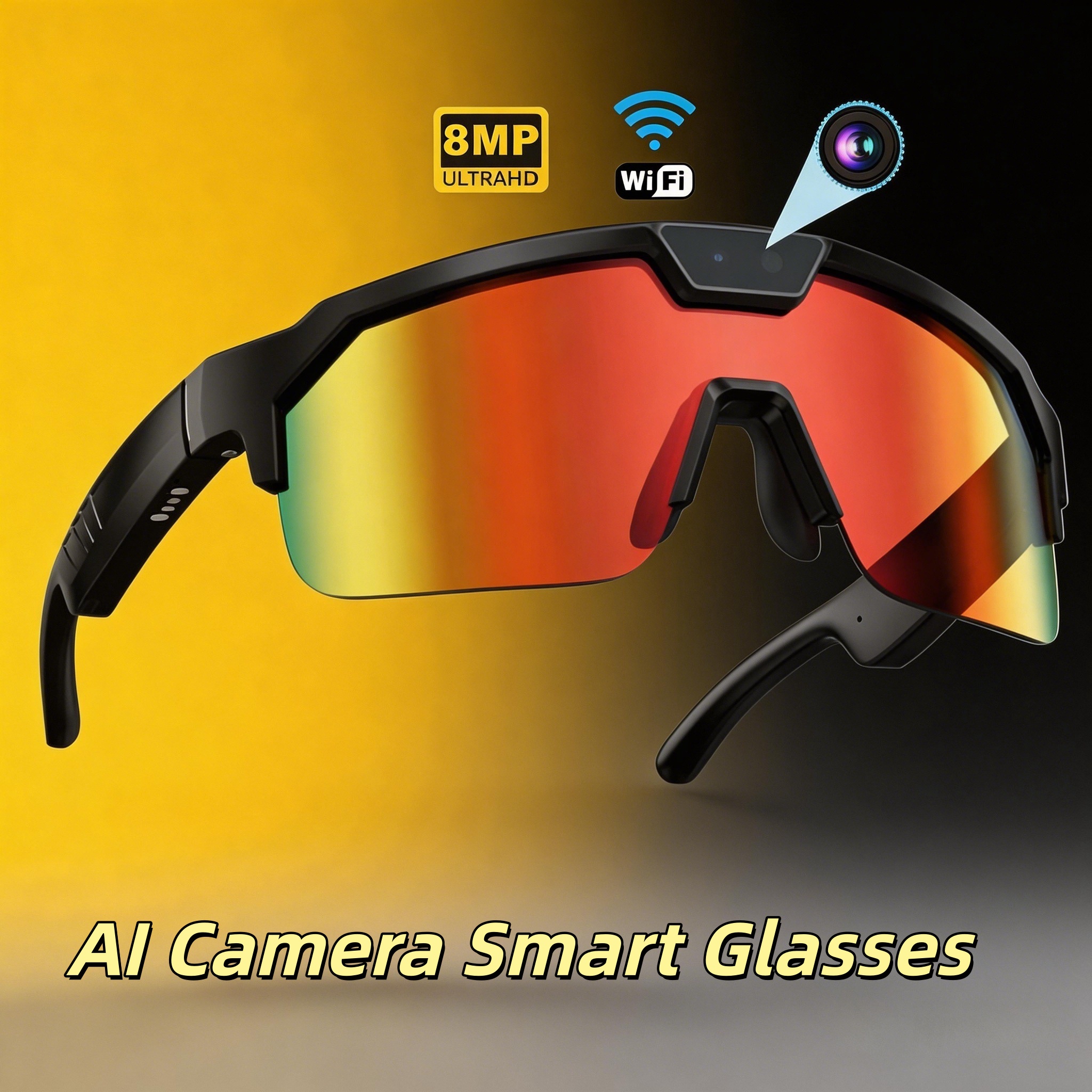 Smart Glasses Camera 8MP Photo Video Record, UV400 Polarized Sunglasses for Cycling Outdoor, Bluetooth Glasses Translation, Voice Call, Music Pla-image-1097723001