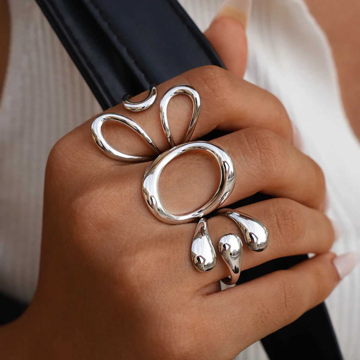 Womens Western Jewelry Ring Set Round Openwork Fashion High Jewelry Adjustable Holiday Gift Vacation 18 Gold Plated jewelryXJ260316-image-1097782969