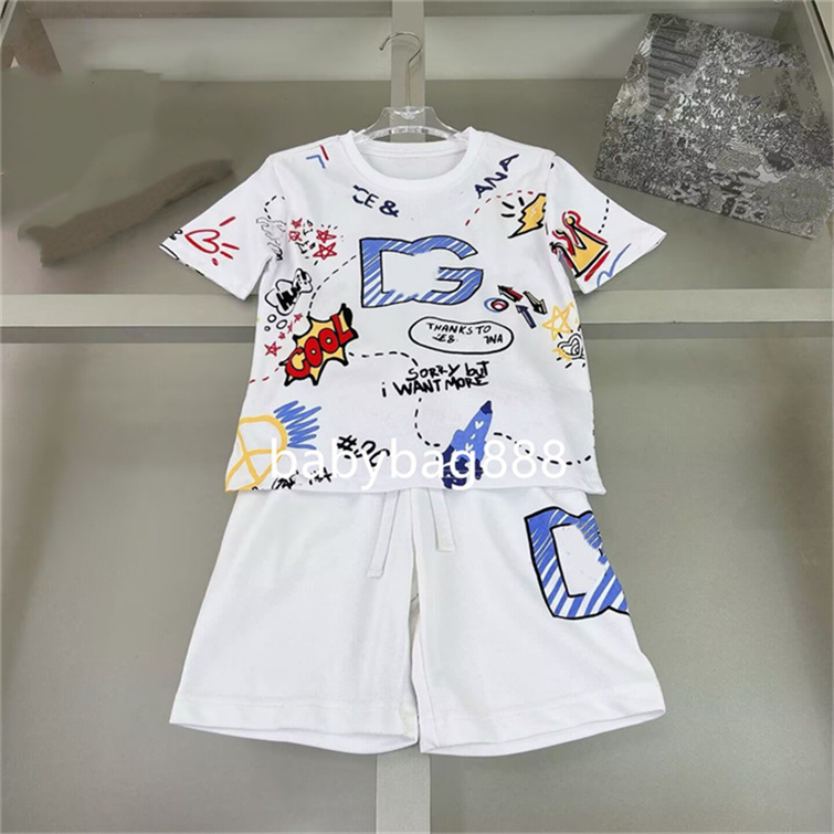 New summer kids boys' and girls' designer lettered suits high quality brand children's classic dress sets size 90 160CM A03 26Y0805