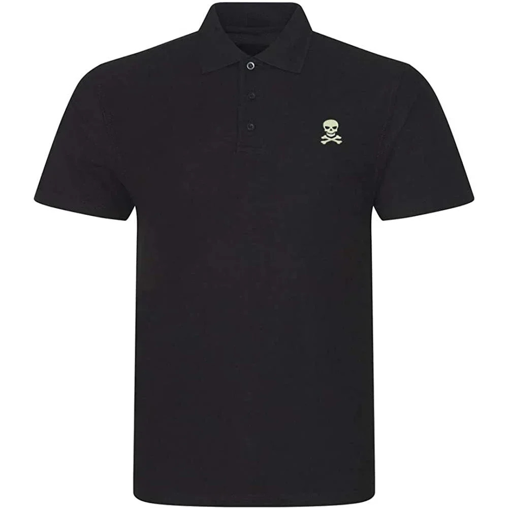 Lyprerazy Mens Polo Shirt Skull and Crossbones Embroidered Short Sleeve PoloShirt Embroidery Casual Golf 260302