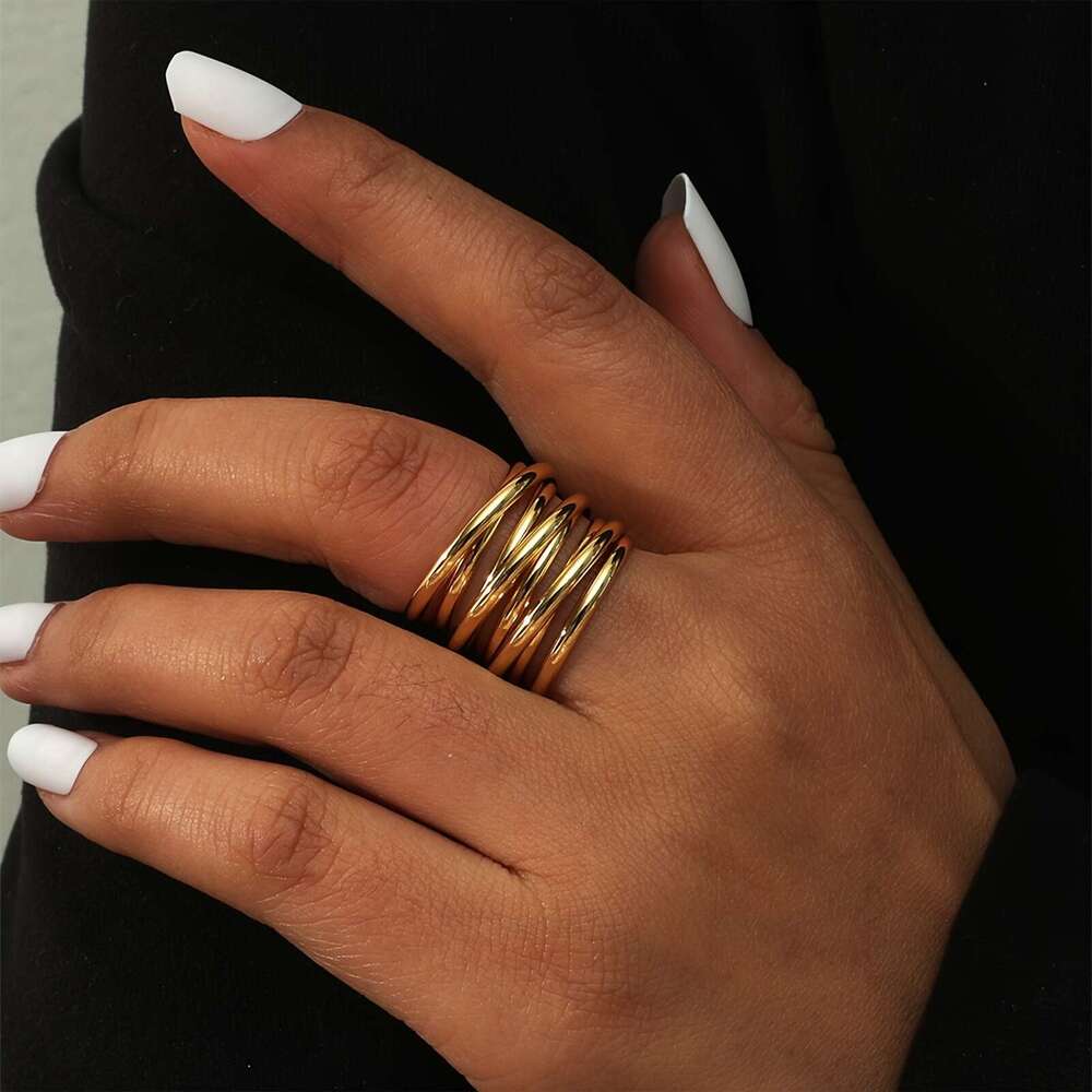 Bagues simples de style cool et minimaliste pour femmes et hommes, ressorts multicouches pour femmes, bague de banlieue de mode européenne et amé
