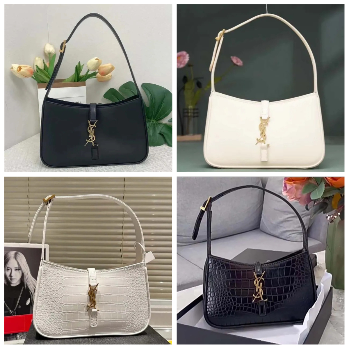 Designer Crocodile Embossed Hobo Bag Shoulder Bag Underarm Bag Luxury Top Handle Shoulder Bag for Women Designer Handbag Black Leather Chain Bag All