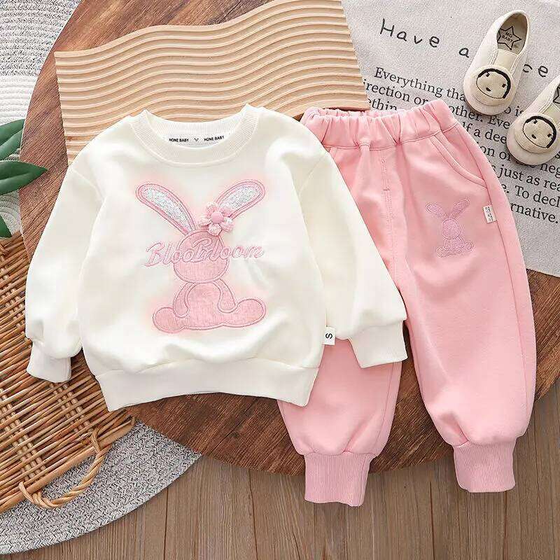 Baby Girls Spring and Autumn New Children's Casual Long Sleeve Cartoon Hoodie Pants Two Piece Set S260314 L2609205UNQ