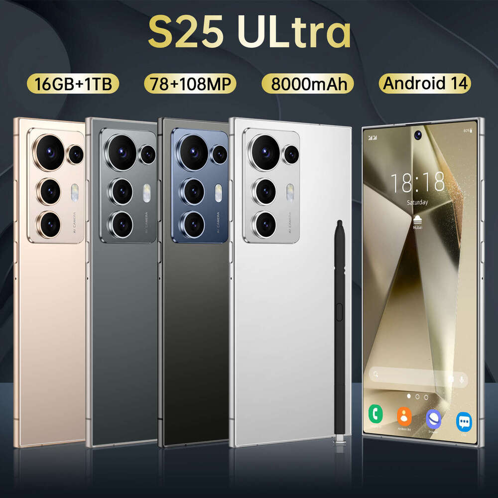 New cross-border mobile phone S25 Ultra global version 4+128G true 4G with built-in stylus 7.3inch Android smartphone-image-1105292787