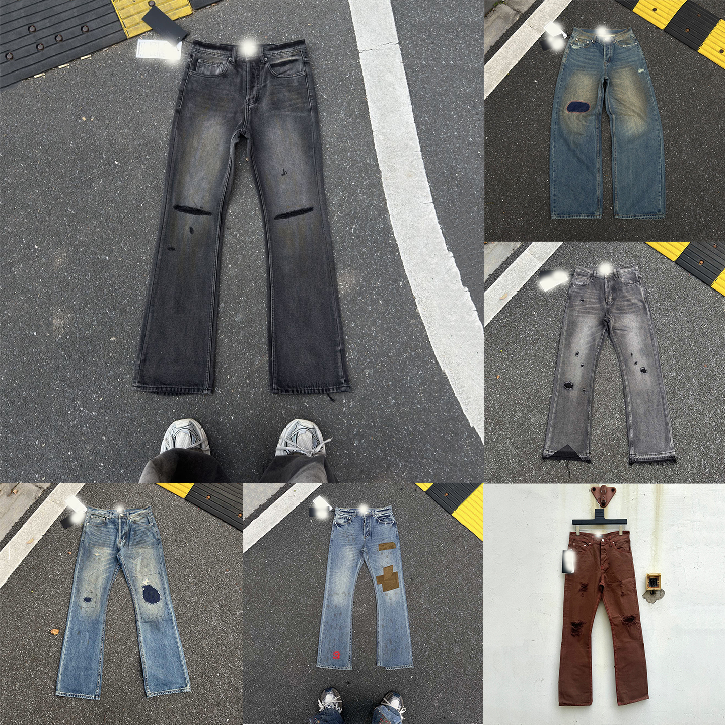 Designer Mens Jeans Fashion Patchwork Ripped Denim Pants American Vintage Style Mens Womens Hip Hop Streetwear