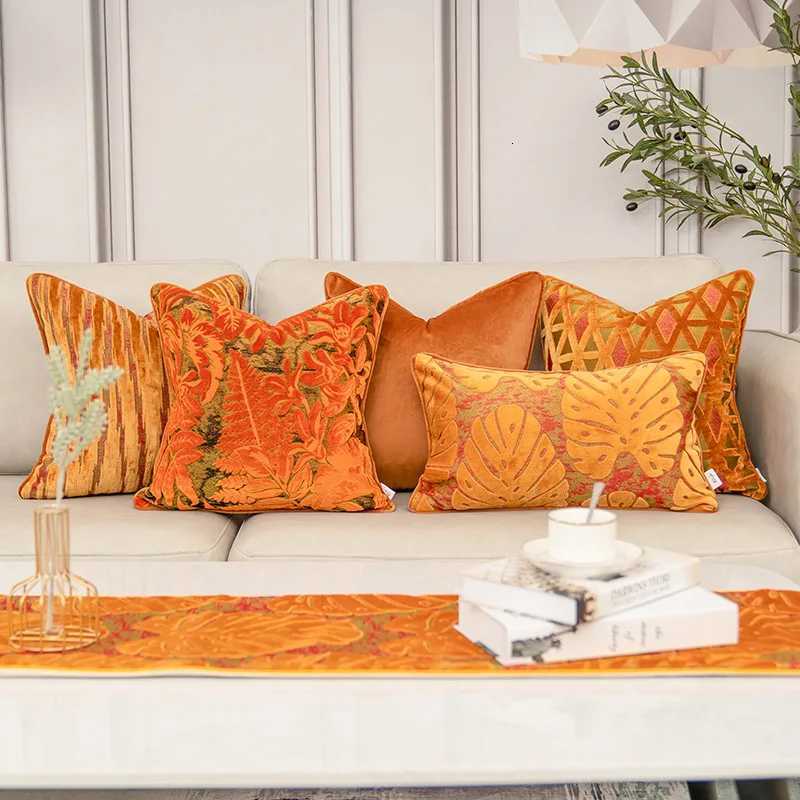 pillowcase Luxury Orange Velvet Cushion Cover Home Decor Throw Case for Sofa Bedroom Hotel 30x50 45x45 50x50cm case C260314-image-1097935886