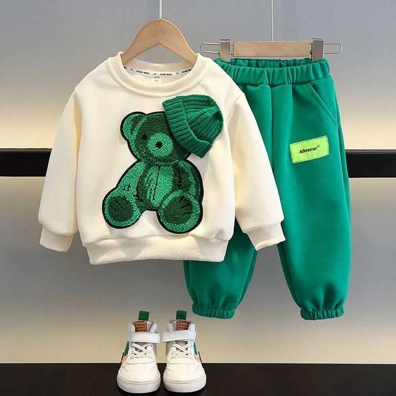 2026 New Kids 2-Piece Outfit Set Cute Sweatshirt Elastic Waist Pants Casual Tracksuit Spring Autumn Children Fashion ClothingT260316-image-1097851399