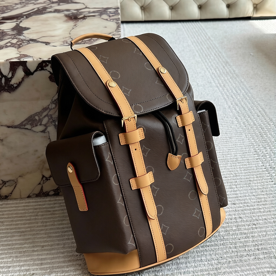 Sac à dos design extérieur à la mode grande capacité sac à dos élégant hommes en cuir décontracté banlieue résistant à l'usure accessoires pack s