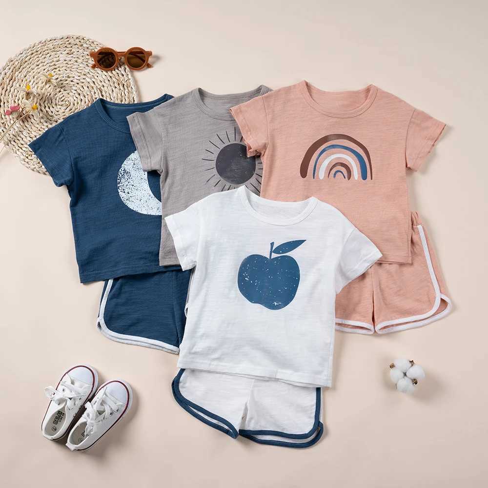 Summer Clothing Children Printed Suit Boys and Girls Round Neck Short Sleeve and Loose Shorts Baby 2pcs Casual Fashion New 2024T260316-image-1097850920