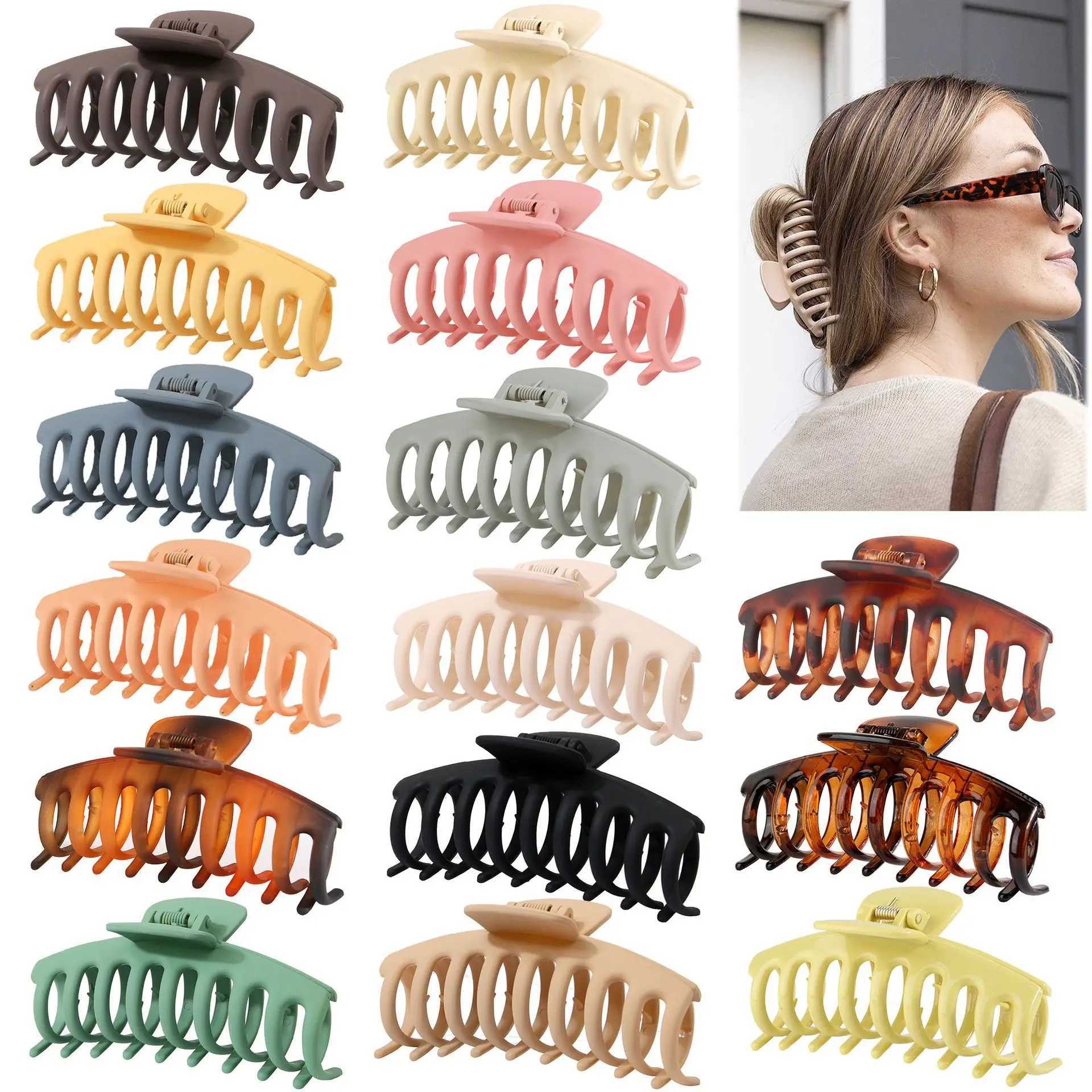 11cm Large Hair Claw Clips for Women Thin Thick Curly Hair Big Matte Banana Clips 90s Strong Hold Jaw Clip Neutral Colors H260317-image-1097914764