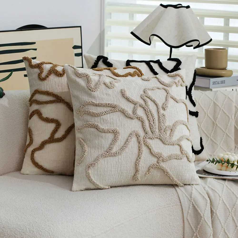 pillowcase Floral Tufted Cushion Cover Boho Style Decorative Throw Cover For Sofa Living Room 45x45 case Home Decor C260314-image-1097934987