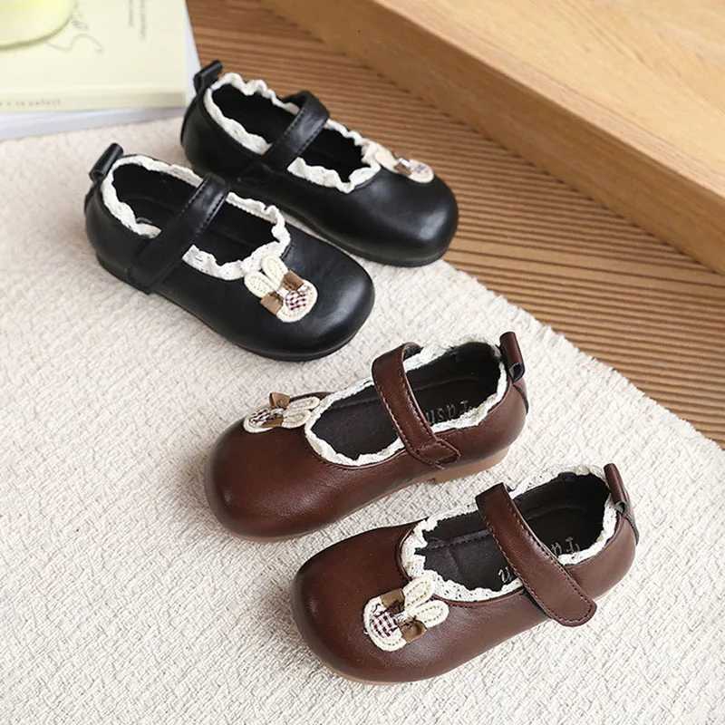 23-34 taille nouveau printemps filles chaussures en cuir dessin animé semelle souple enfants chaussure lapin dentelle enfants respirant unique Sh