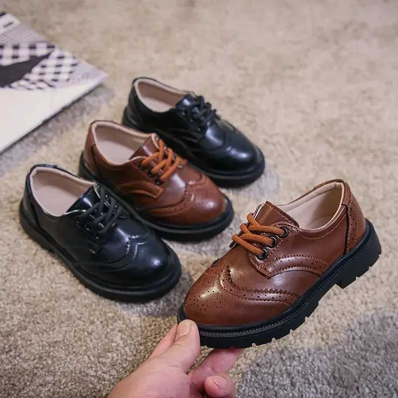Chaussures formelles pour garçons et filles, chaussures en cuir noires pour fête scolaire, mariage, à lacets, Oxfords pour enfants, mode classiqu