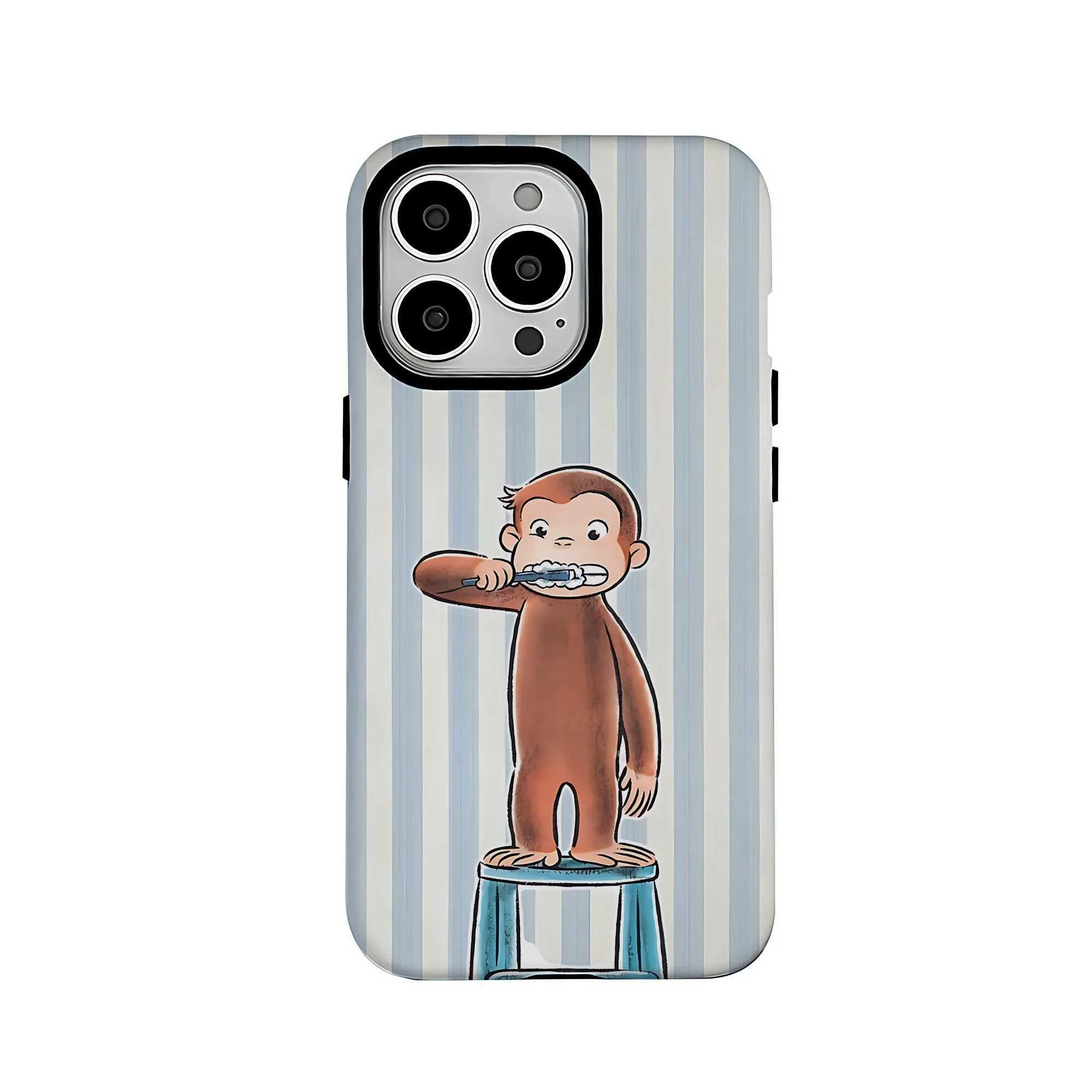Lovely Cartoon C-Curious Georges Phone Case for iPhone 16 15 14 13 12 11 Pro Max Plus Luxury Double-layer Back Cover H260317-image-1097934819