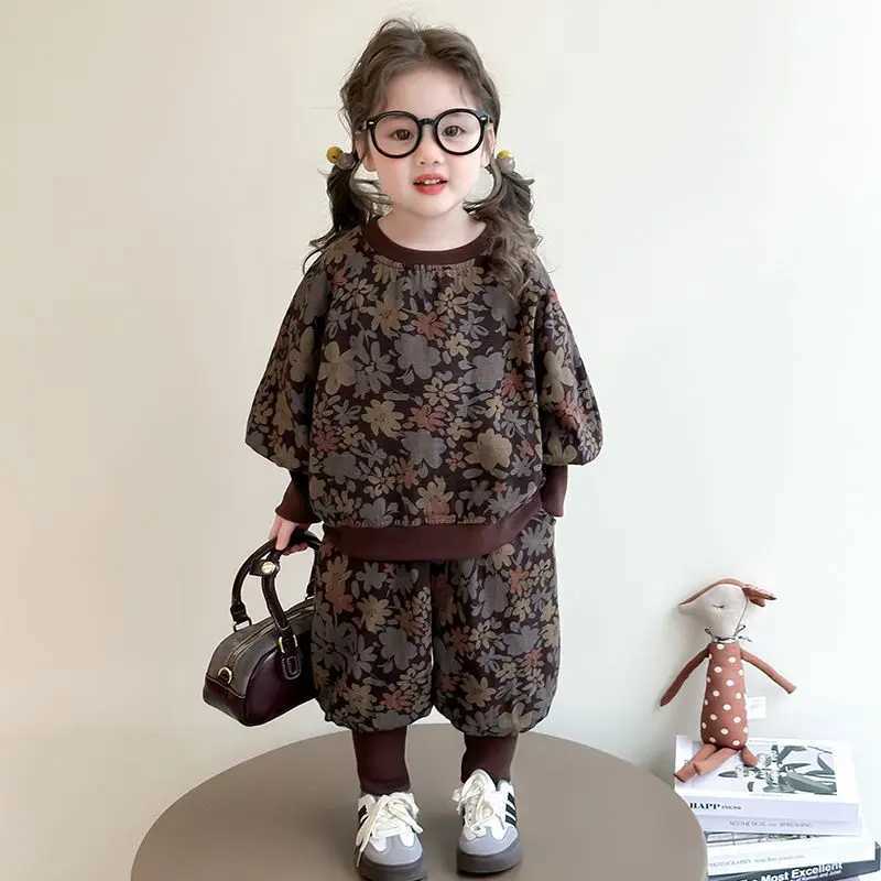 Baby Girl Clothes Set Autumn Kid Flower Sweatshirts Pullover Sweet Top Pants 2pcs Suit Children Fashion Tracksuits OutfitsT260316-image-1097850391