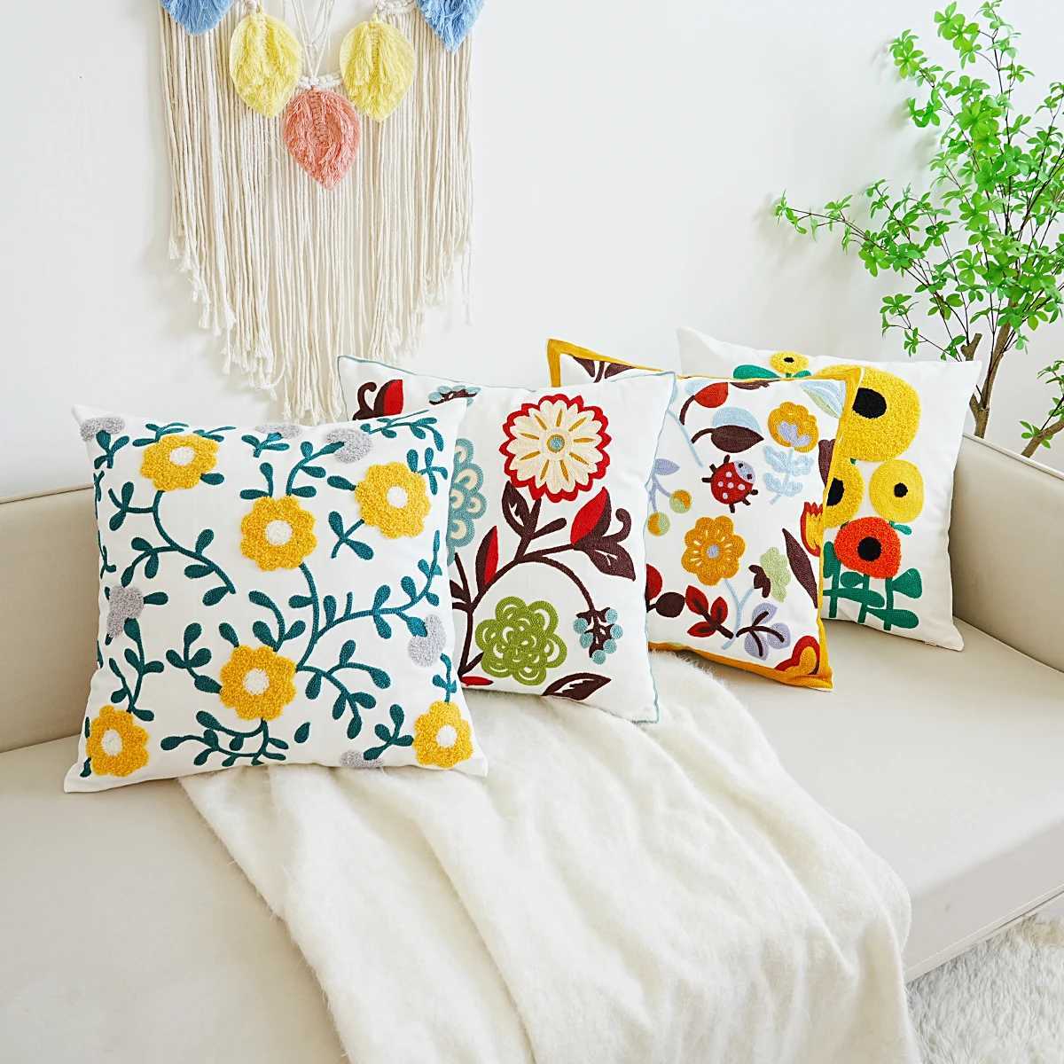 pillowcase 1pc Floral Embroidered Cushion Cover Without Filler Modern Throw Cover For Sofa Living Room Bedroom Couch Home Decor C260314-image-1097935857
