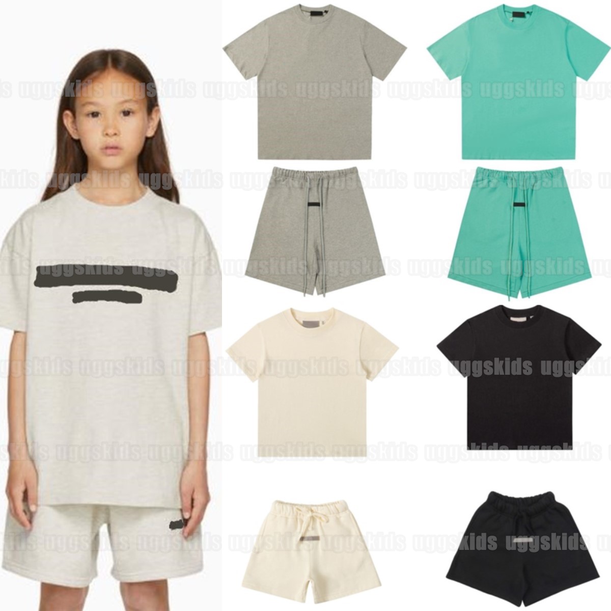 designer kids sets T-shirt shorts boys girls Clothing Sets clothes Summer Sports Set black grey yellow green pink tee Short sleeved suit-image-1097886933