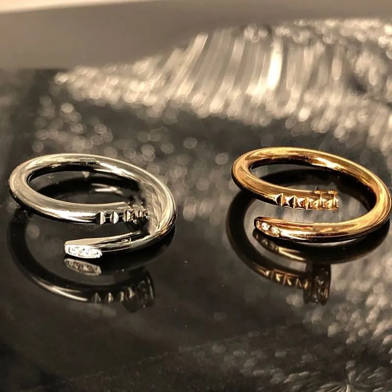 European And American 18k gold plated Titanium Steel punk Nail ring Designer Wedding Rings Women and men Luxury Jewelry screw Ring Fashion couple sp