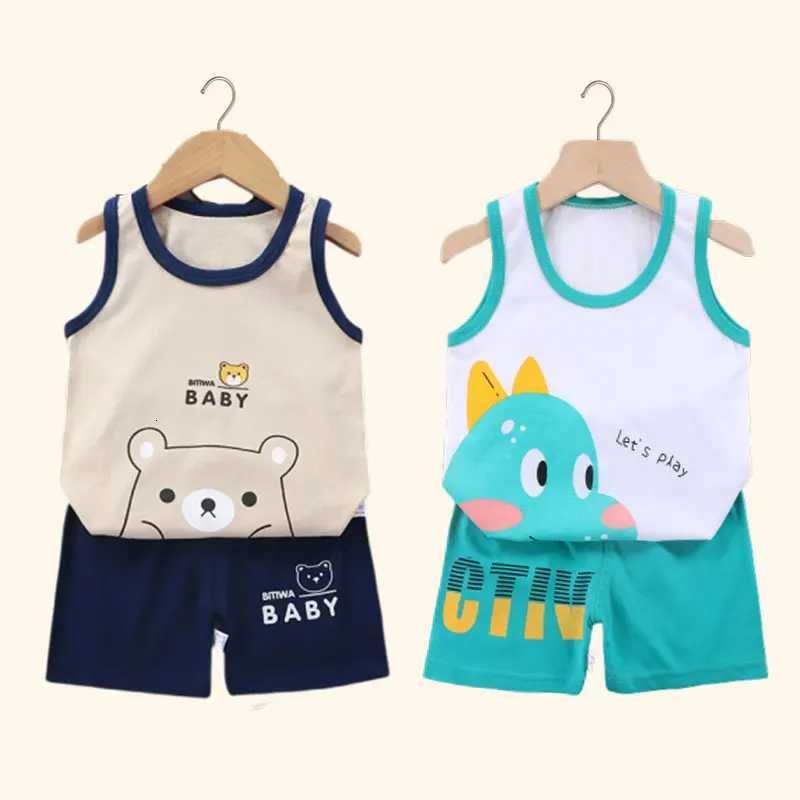 2PCS Children Clothing Vest Suit Childrens Sets Summer Cotton T-Shirts Shorts Boys Girls Sleeveless Kids Clothes for babyT260316-image-1097848898