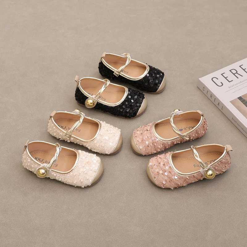 Bright Shiny Decorative Girl Mary Jane Shoes Spring and Autumn Fashion Gentle Korean Childrens Shallow Comfortable Flat ShoesT260314