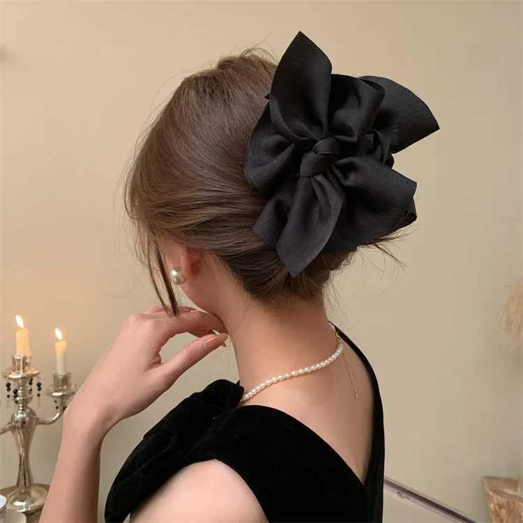 New Large Fabric Large Bow Grasping Clip Retro Ponytail Braid Claw Clip Trendy Sweet Girl Hair Clip Delicate Hair Accessories H260317-image-1097914206
