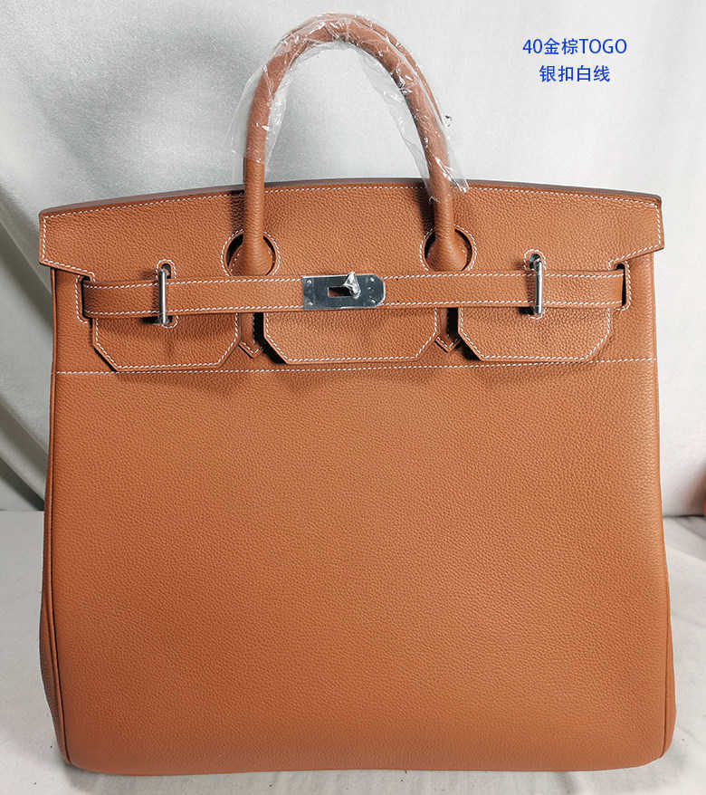 bk high quality h bag HAC 40 Mens Handbag Unisex Tote Bag Large Travel Bag 40cm Handmade Platinum Full Leather Canvas Large Capacity Cowhide Mens