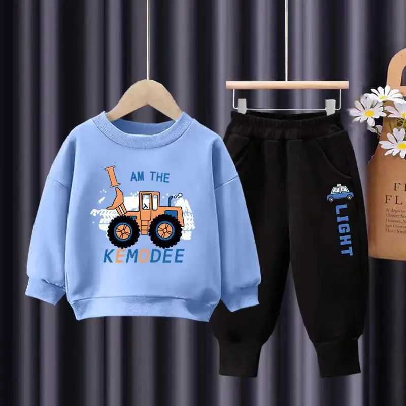 Autumn Kid Boy Clothes Set Children Girls Car Printed Sweatshirts Pullover Top And Pants 2pcs Suit Baby Top Bottom TracksuitsT260316-image-1097850853