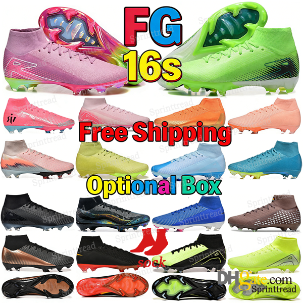 FG 16s Firm Ground Studs Cleats Lightweight, Breathable Football Boots for Men & Women, 10 Hard Studs, Free Shipping, Optional box, Free Socks Inclu