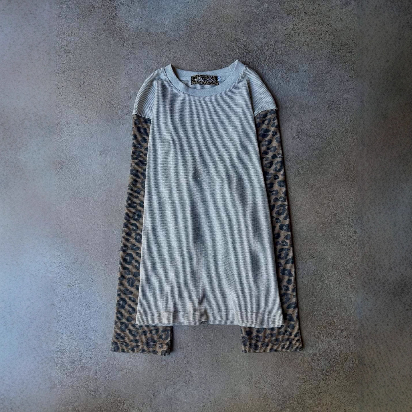 Slim Fit Leopard Print Patchwork Long Sve round Ne T-irt Womens Commute Sle Korean Version Creative Pattern Textile 250818