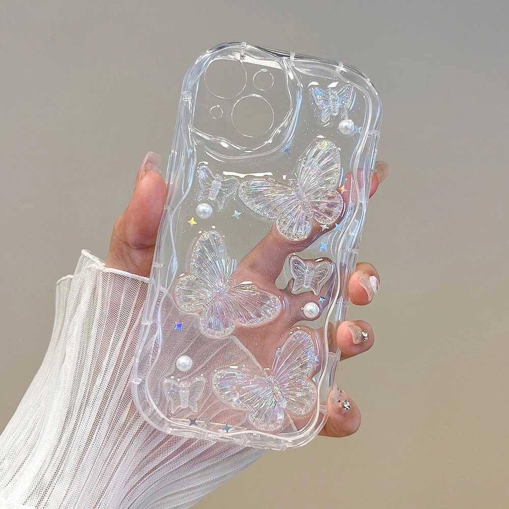3D Cute Butterfly Pearl Phone Case For iPhone 17 Air 16 15 14 13 12 11 Pro Max X XS XR Soft TPU Shockproof Back Cover H260317-image-1097934790