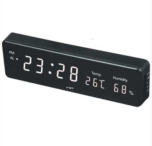 Practical Home Digital LED Wall Clock with Thermometer and Hygrometer, Featuring 3 Alarm Functions C251209-image-1087828916