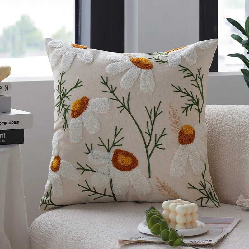pillowcase Floral Embroidery Decorative Cushion Cover Living Room Sofa Throw Cover Soft Funda Cojines De 45x45 Canvas case C260314-image-1097934791