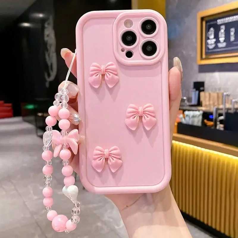 Cute 3D Bowknot Silicone Phone Case For iPhone 11 12 13 14 15 16 17 Pro Max 16E X XS XR 7 8 Plus Bow Lanyard Hanging Rope Cover H260317-image-1097934584