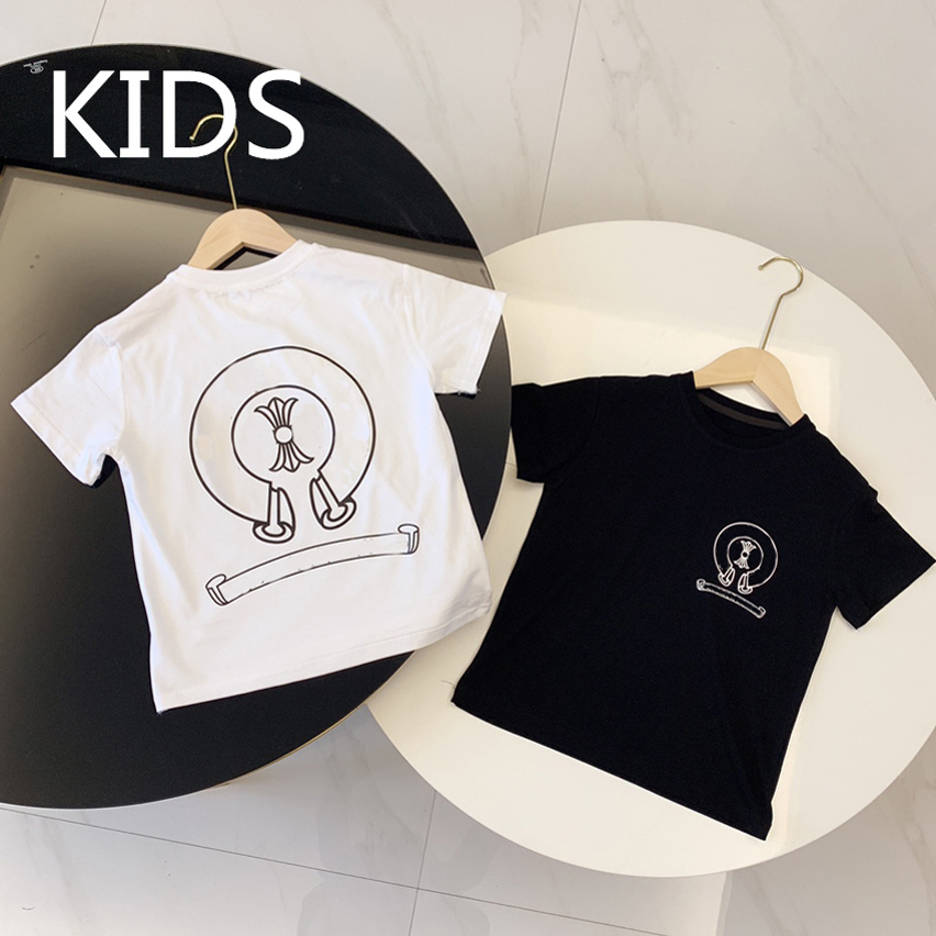 kids designer clothes chrome shirt Luxury sanskrit cross Letter TShirt ch Shirts children Casual Crew Neck Tees Summer Cotton Short Sleeve To L26050